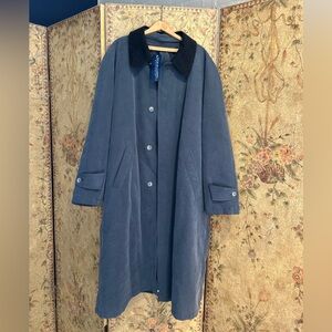 NWT Oscar de la Renta Grey/Green Men’s Trench Coat with Black Collar Size 44